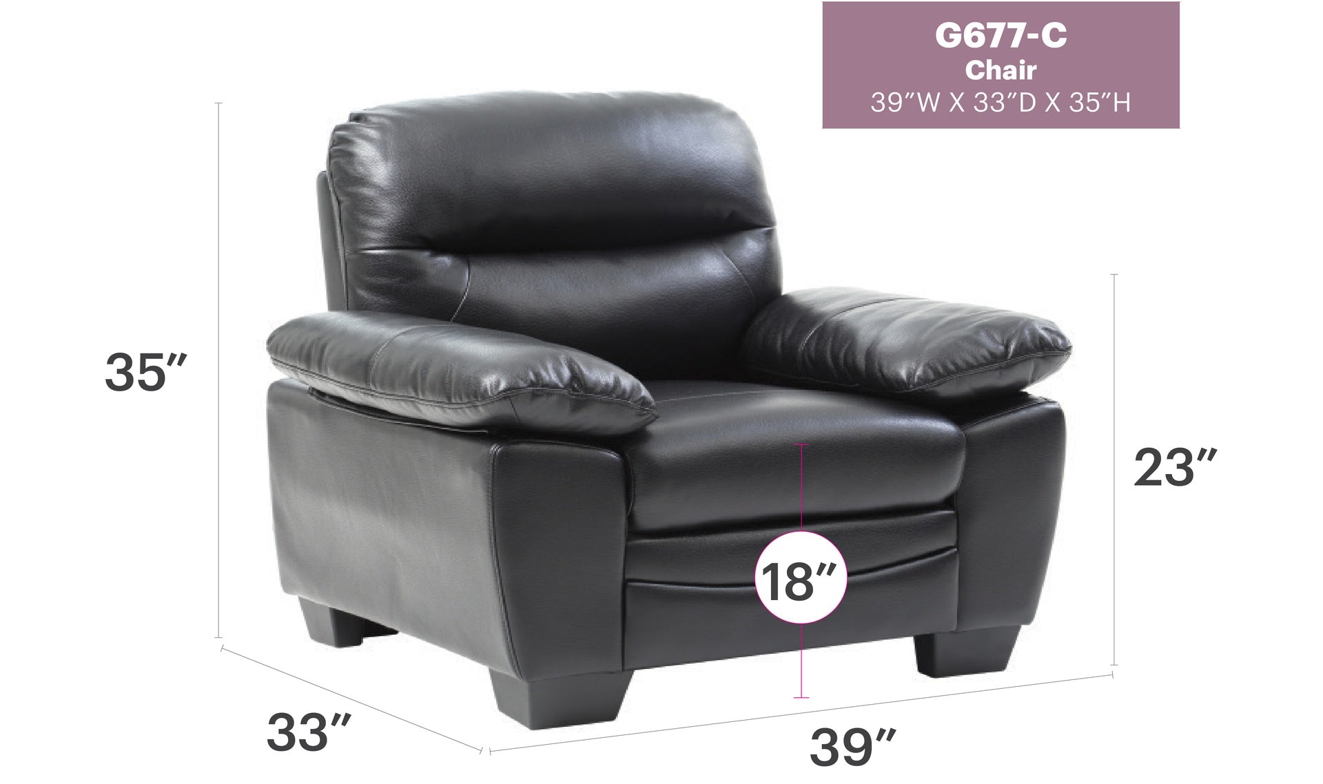 Glory Furniture Marta G677-C Chair , BLACK
