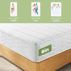Snuggle 8" Full Tight Medium Firm Pocket Springs Mattress with Certipur-US Foam