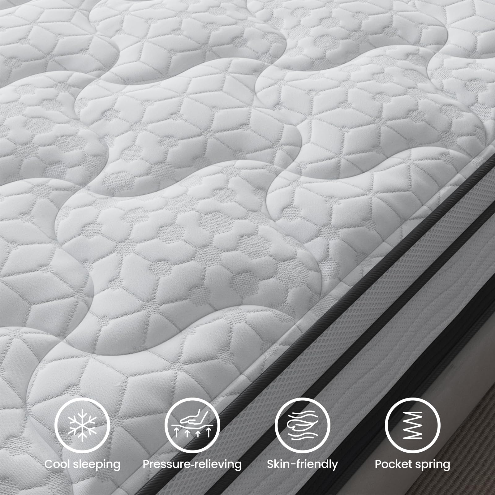 14 inch Full Hybrid Mattress in a Box, Cooling Gel Infused Memory Foam and Pocket Spring Mattress, Medium Firm, 54 x 74 inches