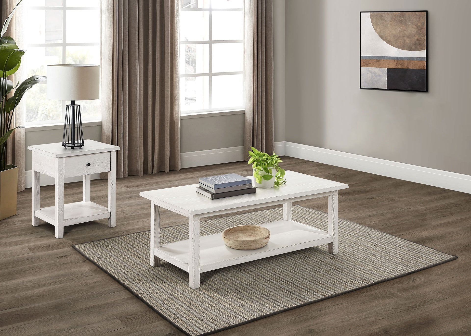 Castleton White 2-piece Coffee and 1-drawer End Table Set