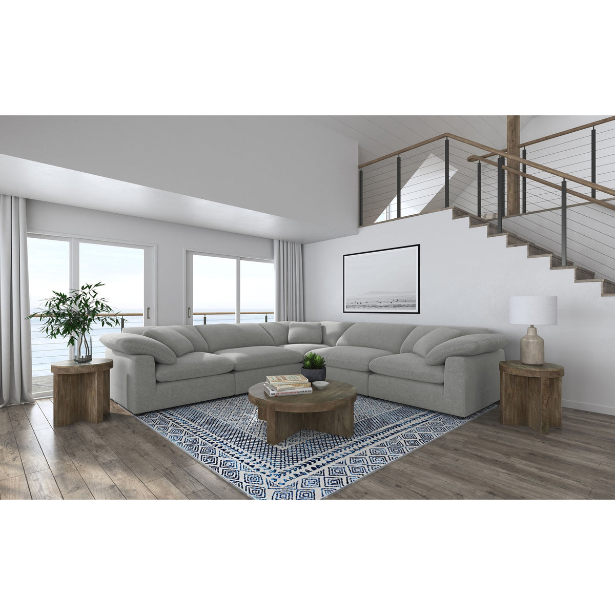 Segoura Grey 5-piece Upholstered Modular Sectional
