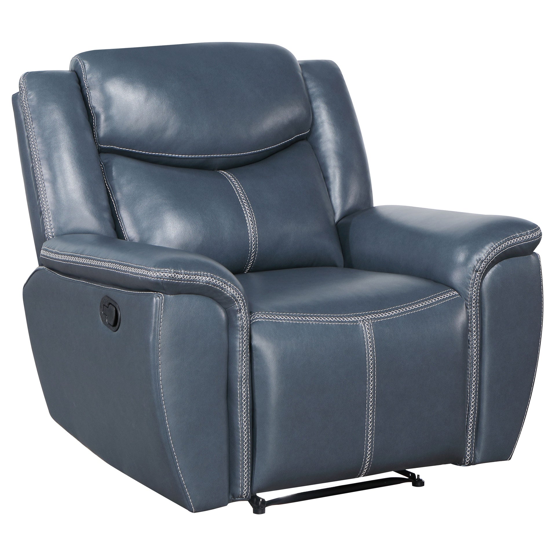 Brier Blue Upholstered Padded Arm Recliner Chair