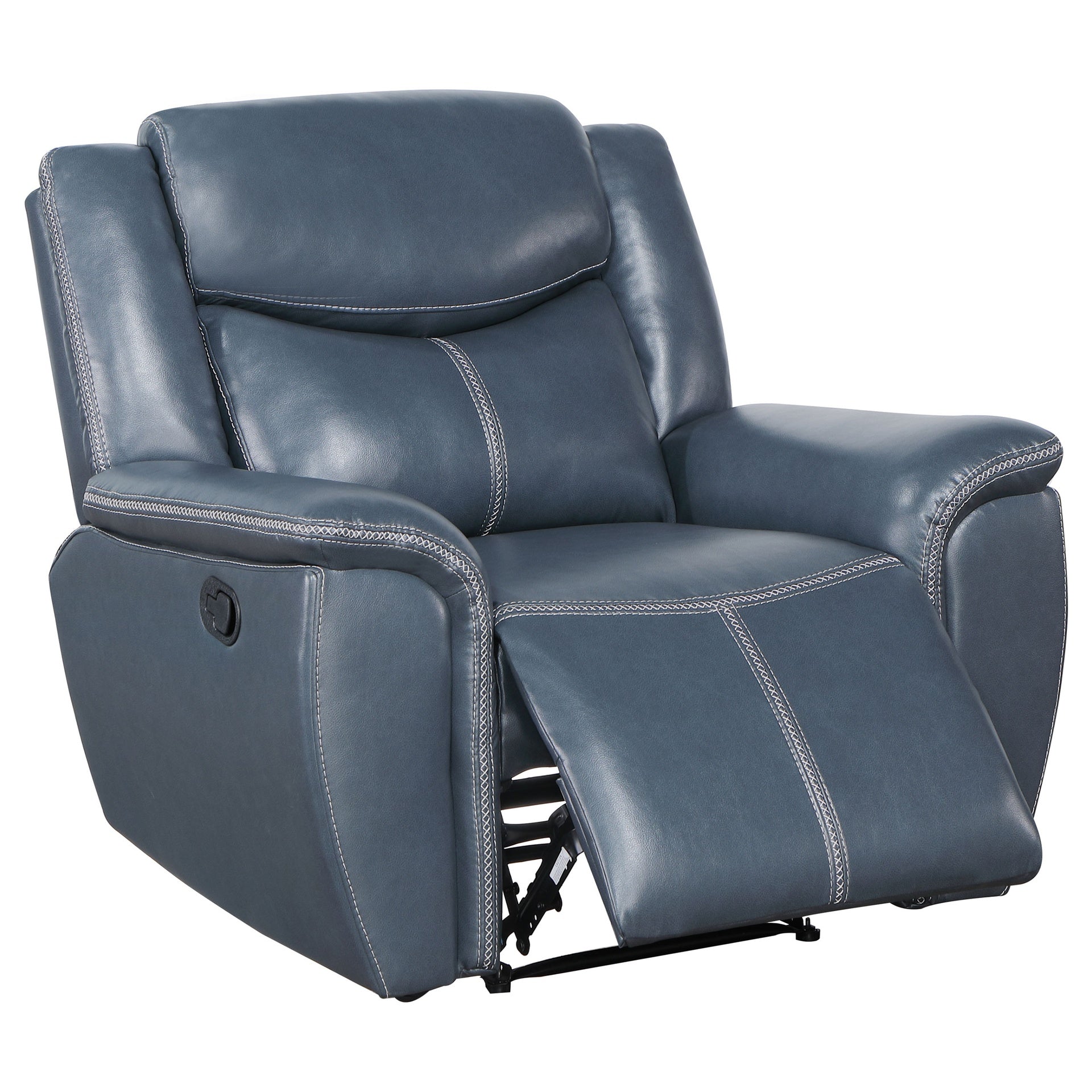 Brier Blue Upholstered Padded Arm Recliner Chair