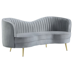 Reigha Grey and Gold Upholstered Loveseat