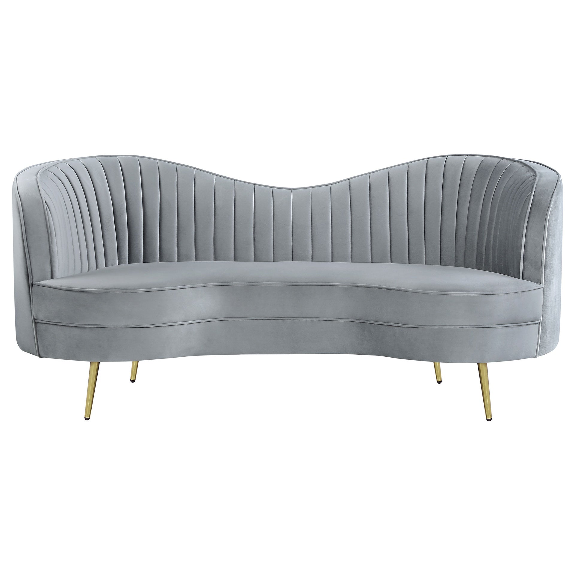 Reigha Grey and Gold Upholstered Loveseat