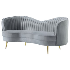 Reigha Grey and Gold Upholstered Loveseat