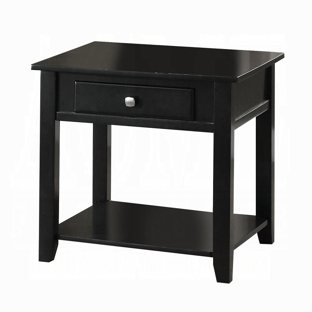 Black End Table with Bottom Shelf