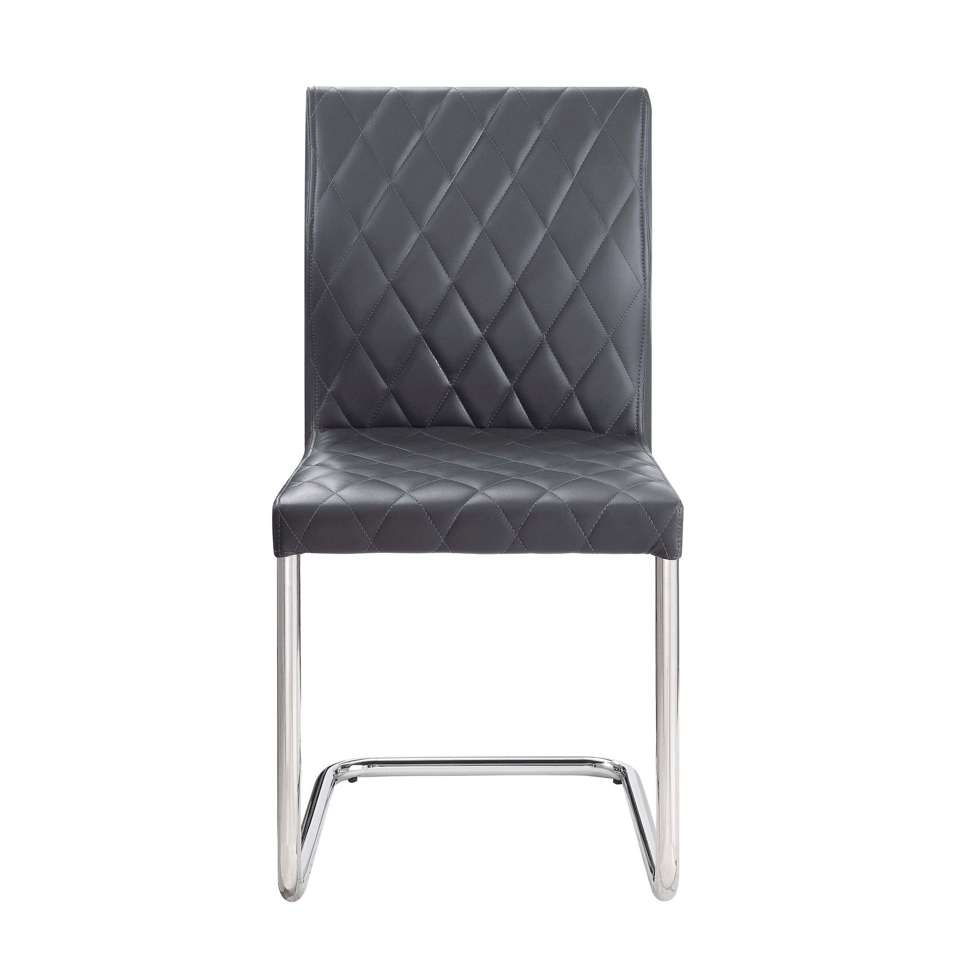 Grey and Chrome Side Chair with Sled Base (Set of 2)