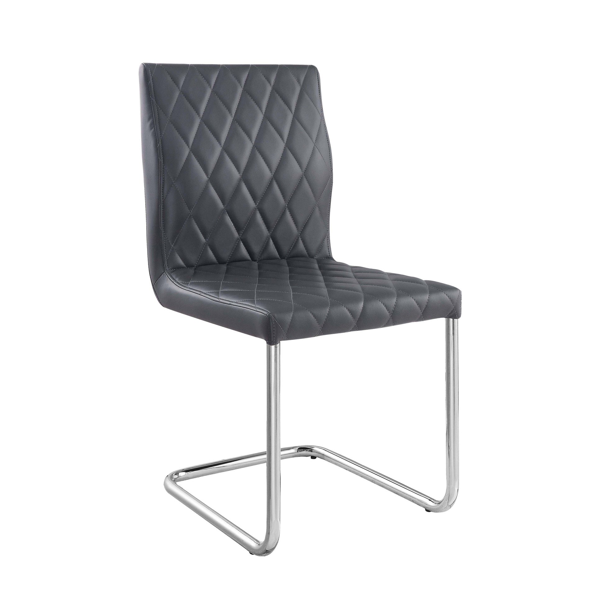 Grey and Chrome Side Chair with Sled Base (Set of 2)