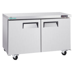 60" Commercial Double Door Worktop Refrigerator, 17 Cu.ft Stainless Steel Prep Table Fridge,  R290 Heavy-Duty Undercounter Cooler