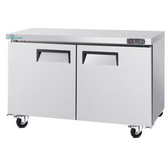60" Commercial Double Door Worktop Refrigerator, 17 Cu.ft Stainless Steel Prep Table Fridge,  R290 Heavy-Duty Undercounter Cooler
