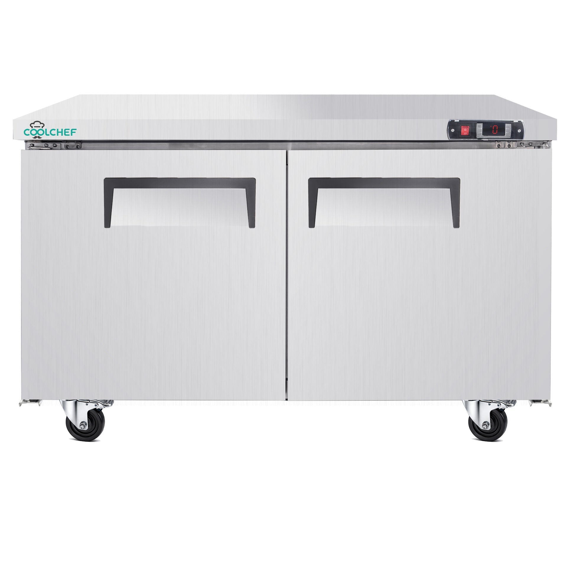 60" Commercial Double Door Worktop Refrigerator, 17 Cu.ft Stainless Steel Prep Table Fridge,  R290 Heavy-Duty Undercounter Cooler