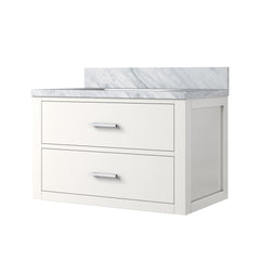 White Single Bath Vanity 30 in. W x 22 in. D, with Carrara Marble Top