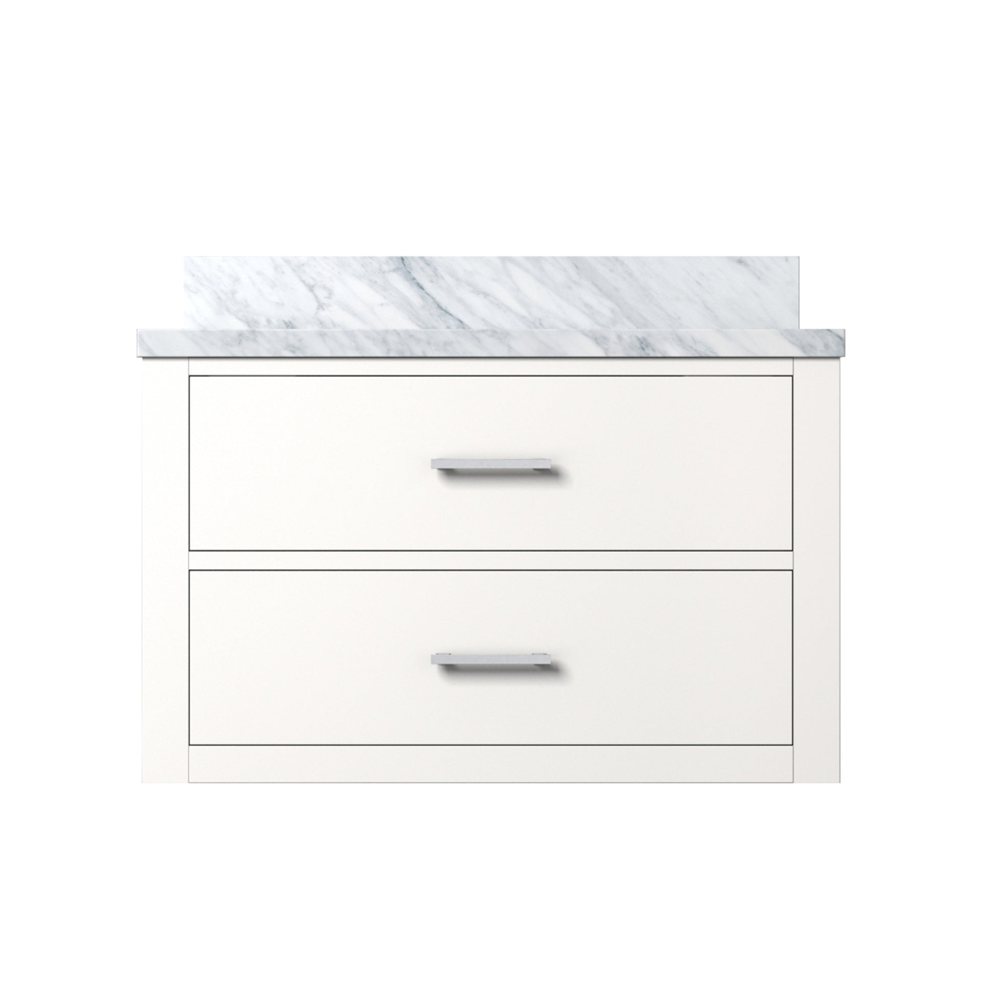 White Single Bath Vanity 30 in. W x 22 in. D, with Carrara Marble Top