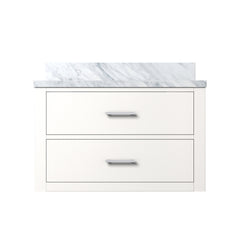 White Single Bath Vanity 30 in. W x 22 in. D, with Carrara Marble Top