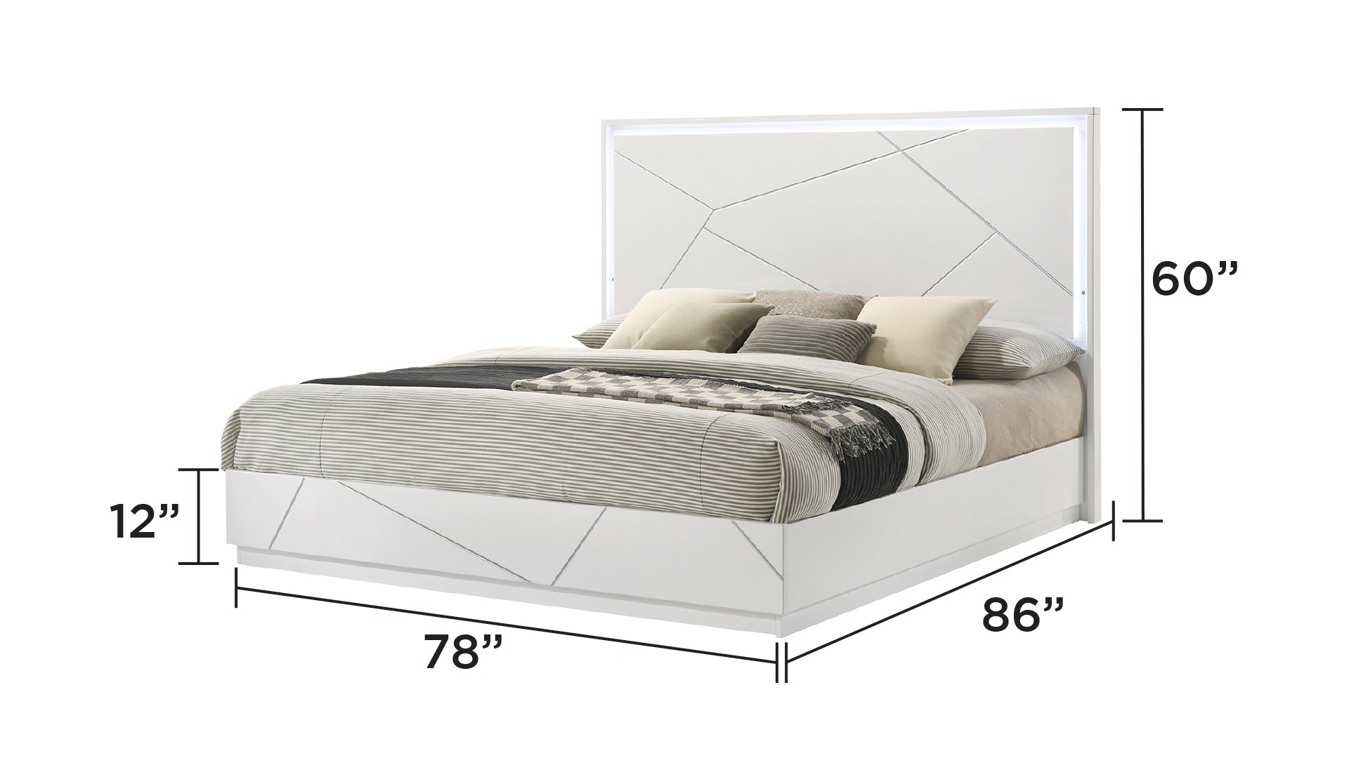 Manhattan King 5-Piece Bedroom Set – Modern Design with Lacquer Finish, Geometric Accents, and LED Lighting(NJ Inventory)