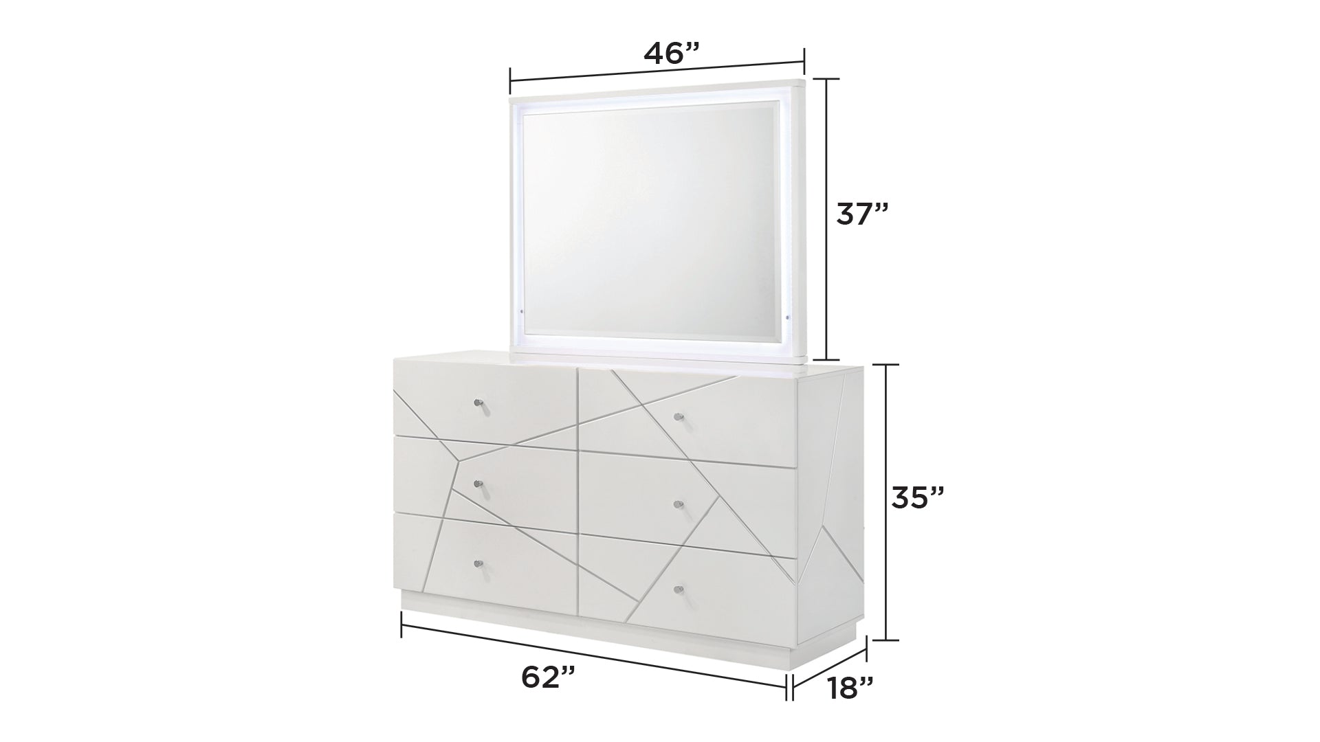 Manhattan King 5-Piece Bedroom Set – Modern Design with Lacquer Finish, Geometric Accents, and LED Lighting(NJ Inventory)