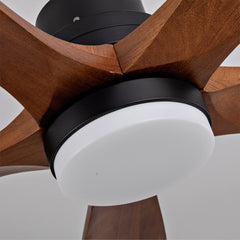 Hot sales Ceiling Fans with Lights and Remote, 52 Inch Outdoor Ceiling Fan for Patios with Light 5 Solide Wood Blades Modern Ceiling Fan Noiseless Reversible DC Motor, Wood Fan for Farmhouse
