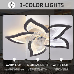 27In Ceiling Fan with Lights Remote Contro Dimmable LED,6 Gear Wind Speed Fan Light