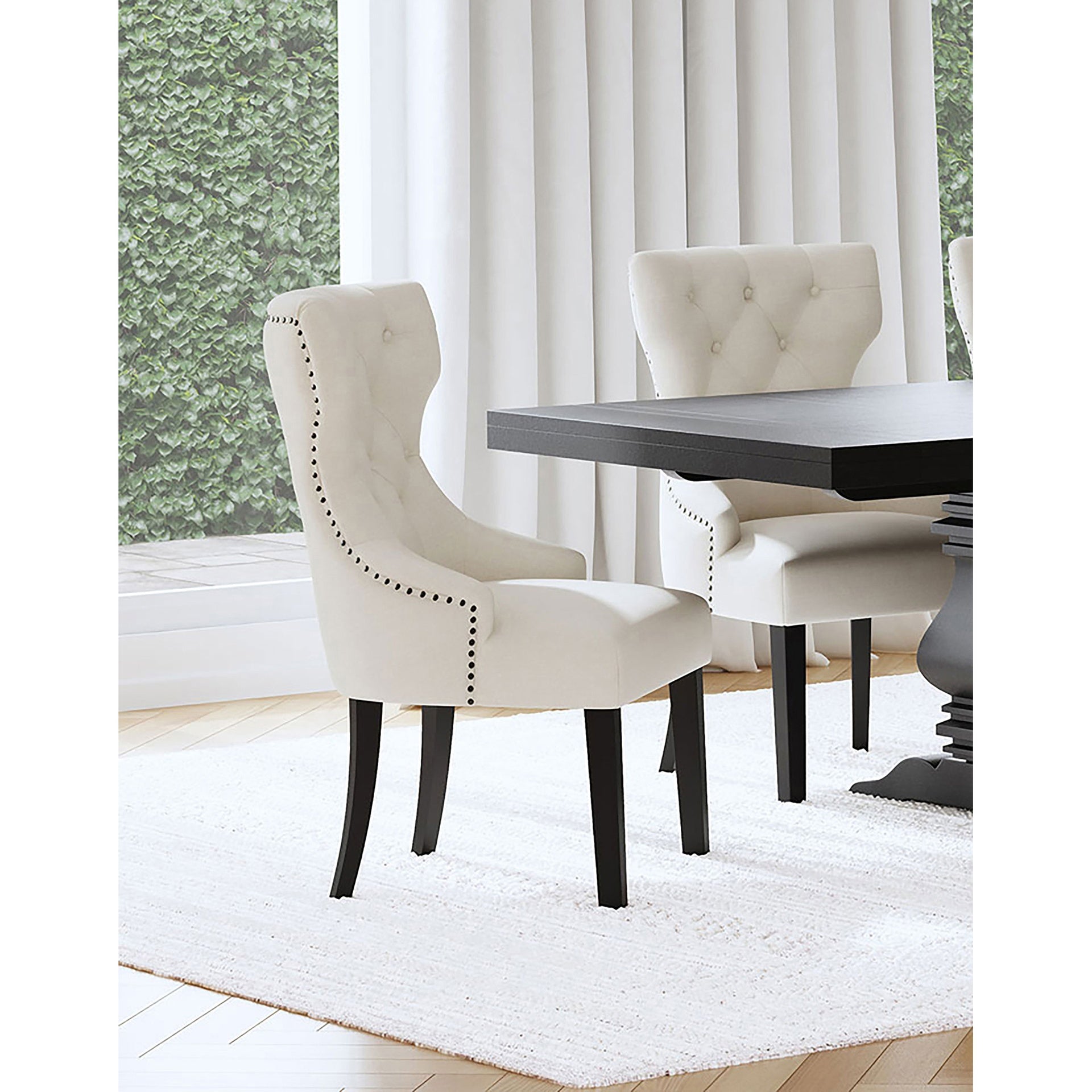 Gillian Beige and Black Fabric Upholstered Dining Side Chair
