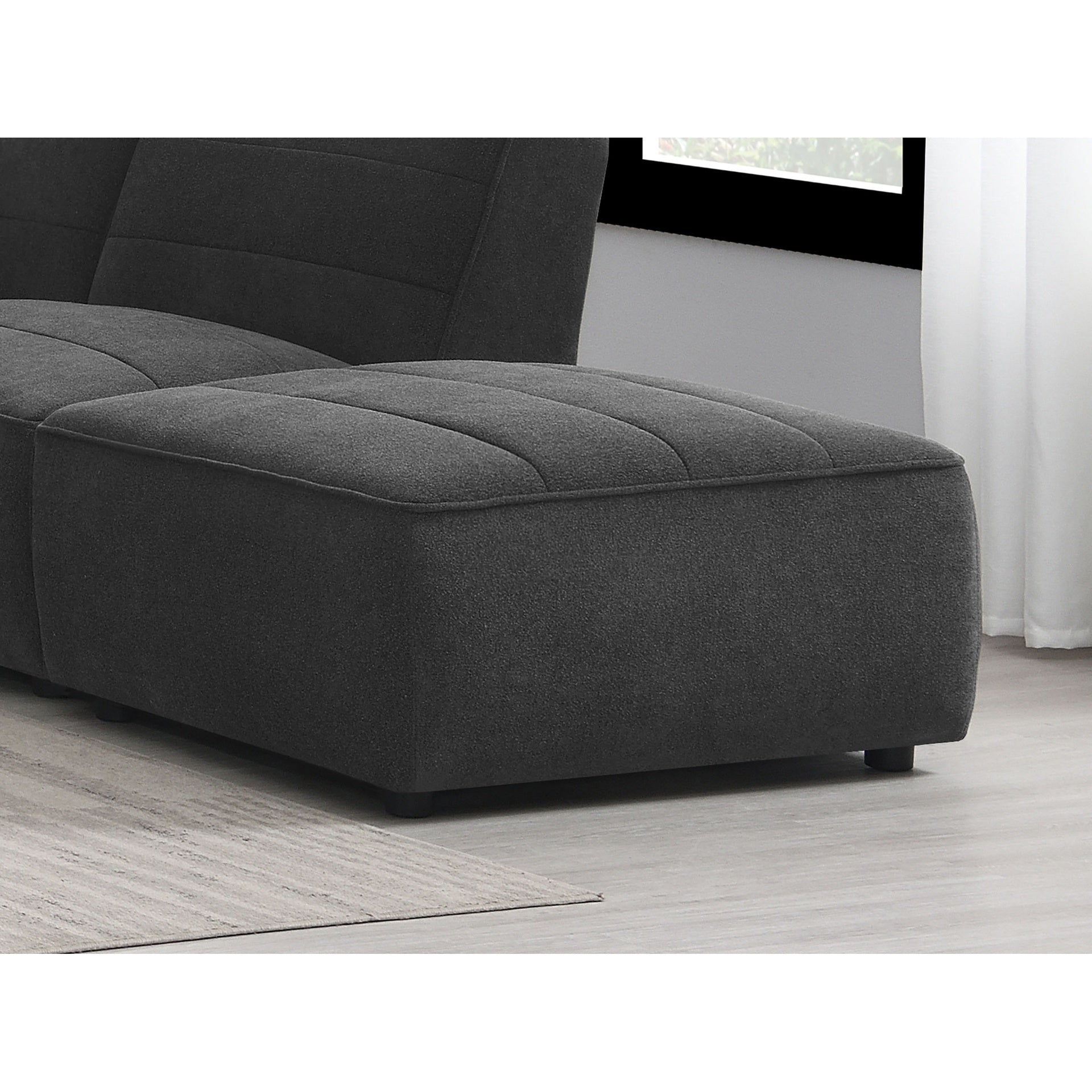 Ortega Dark Charcoal Square Upholstered Ottoman