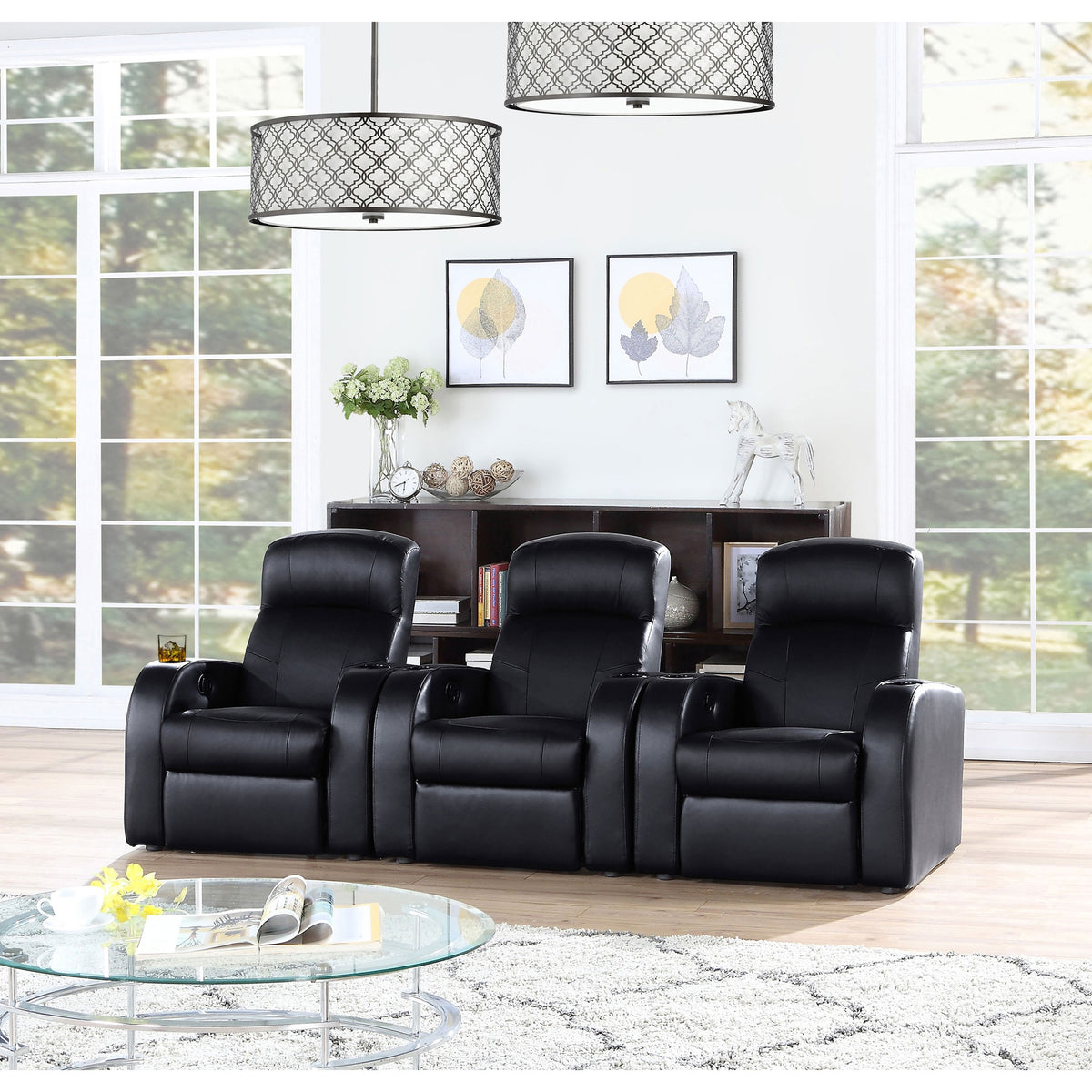 Greenfield Cyrus Black 3-seater Home Theater with Storage
