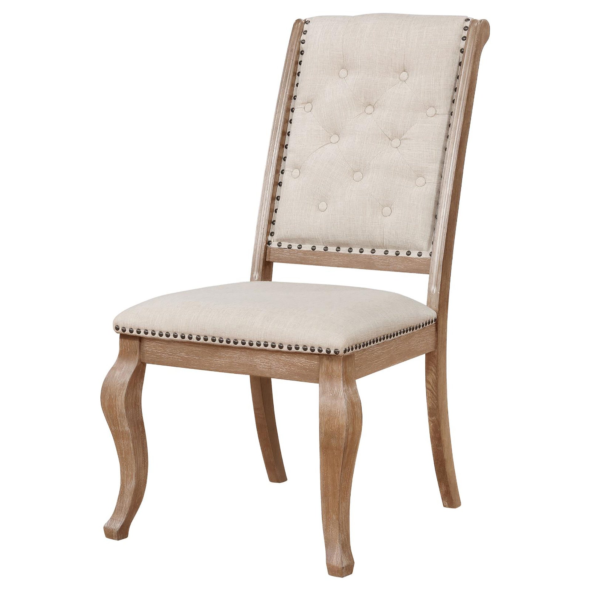 Cream and Barley Brown Tufted Back Dining Chair (Set of 2)