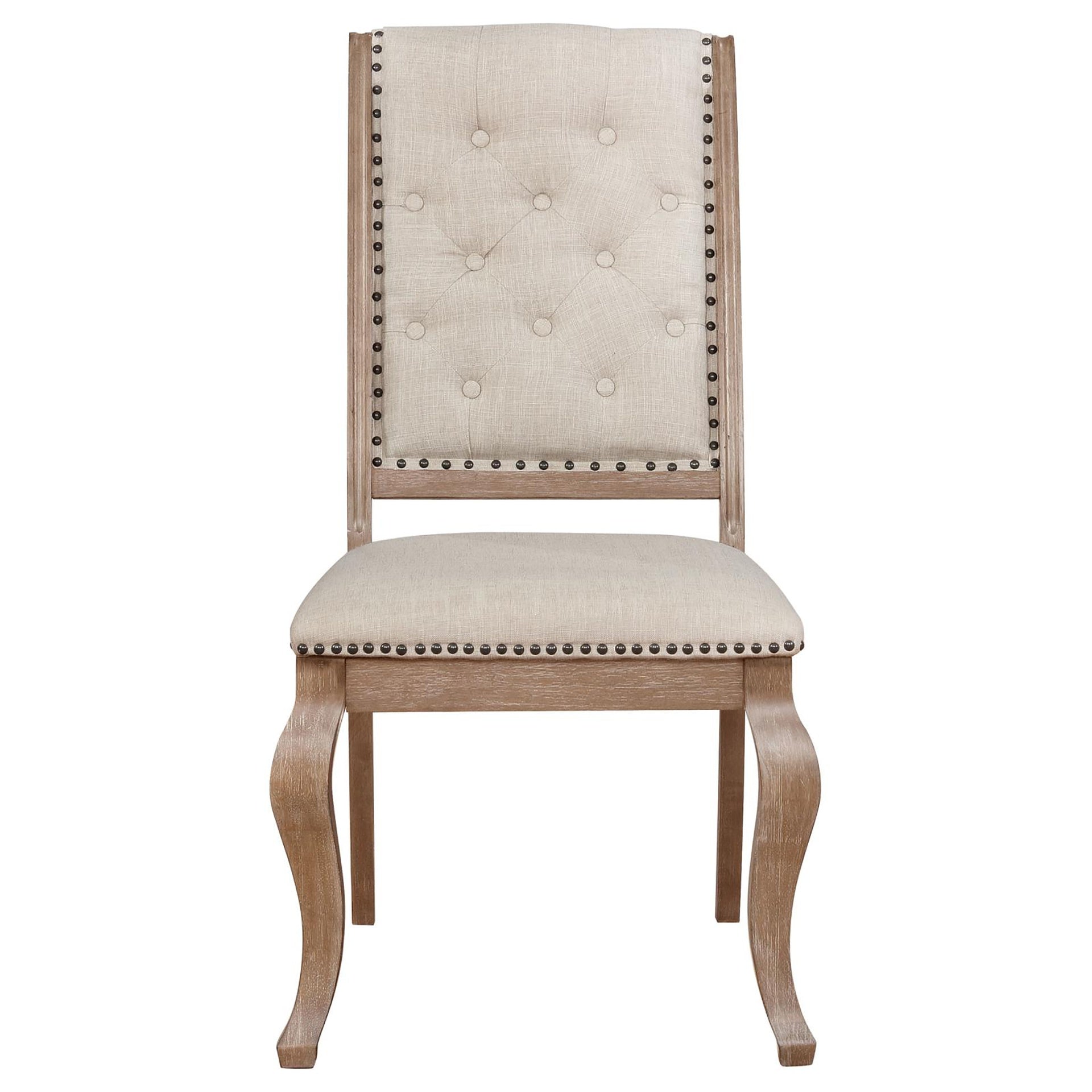 Cream and Barley Brown Tufted Back Dining Chair (Set of 2)
