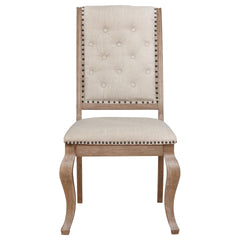 Cream and Barley Brown Tufted Back Dining Chair (Set of 2)
