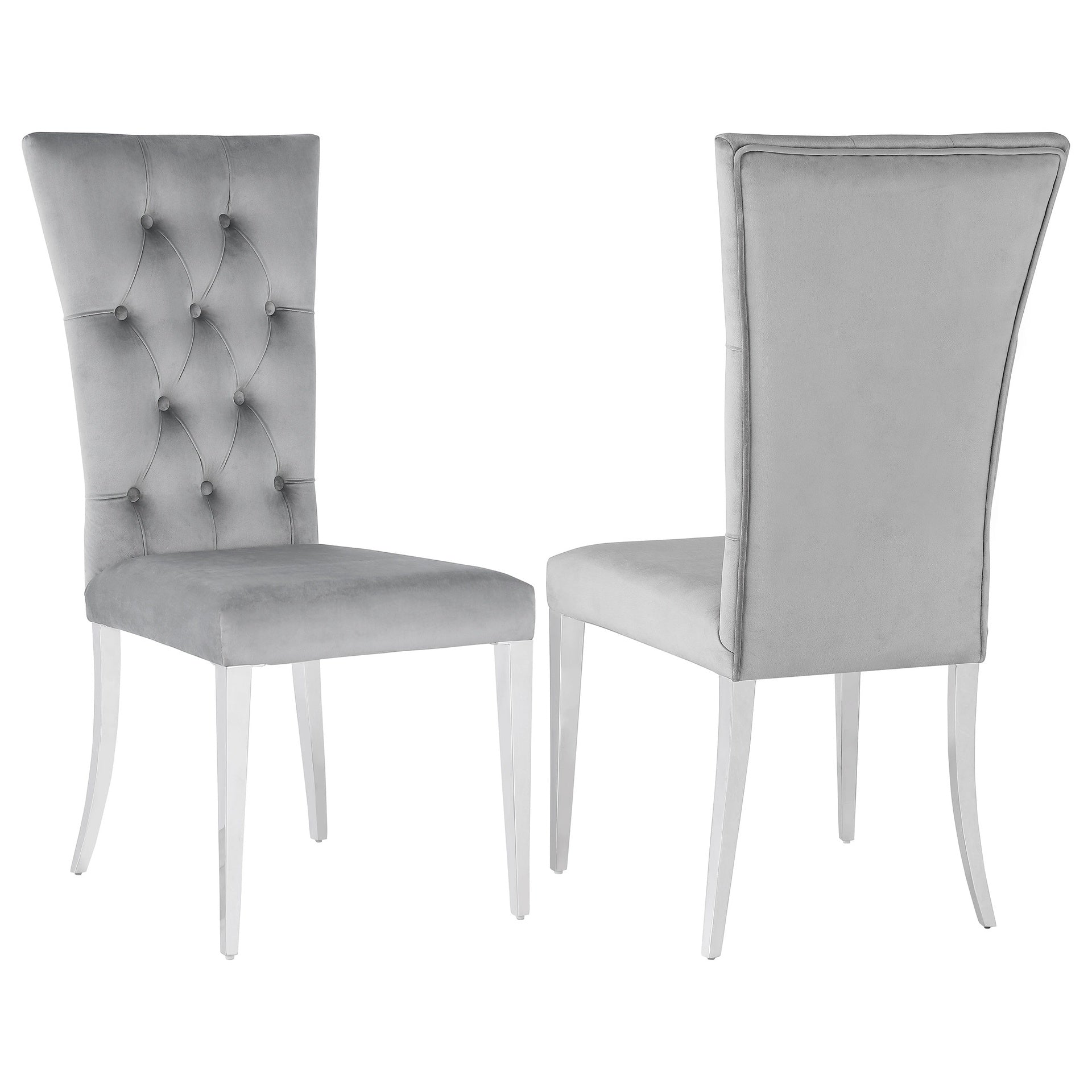 Allessandra Grey Tufted Back Side Chair (Set of 2)