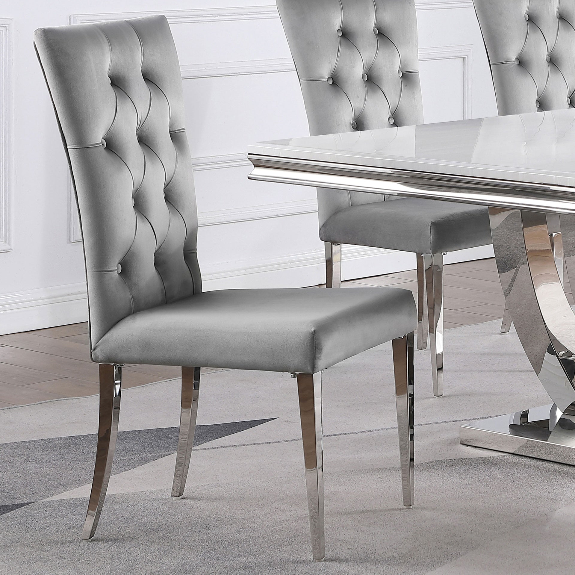 Allessandra Grey Tufted Back Side Chair (Set of 2)