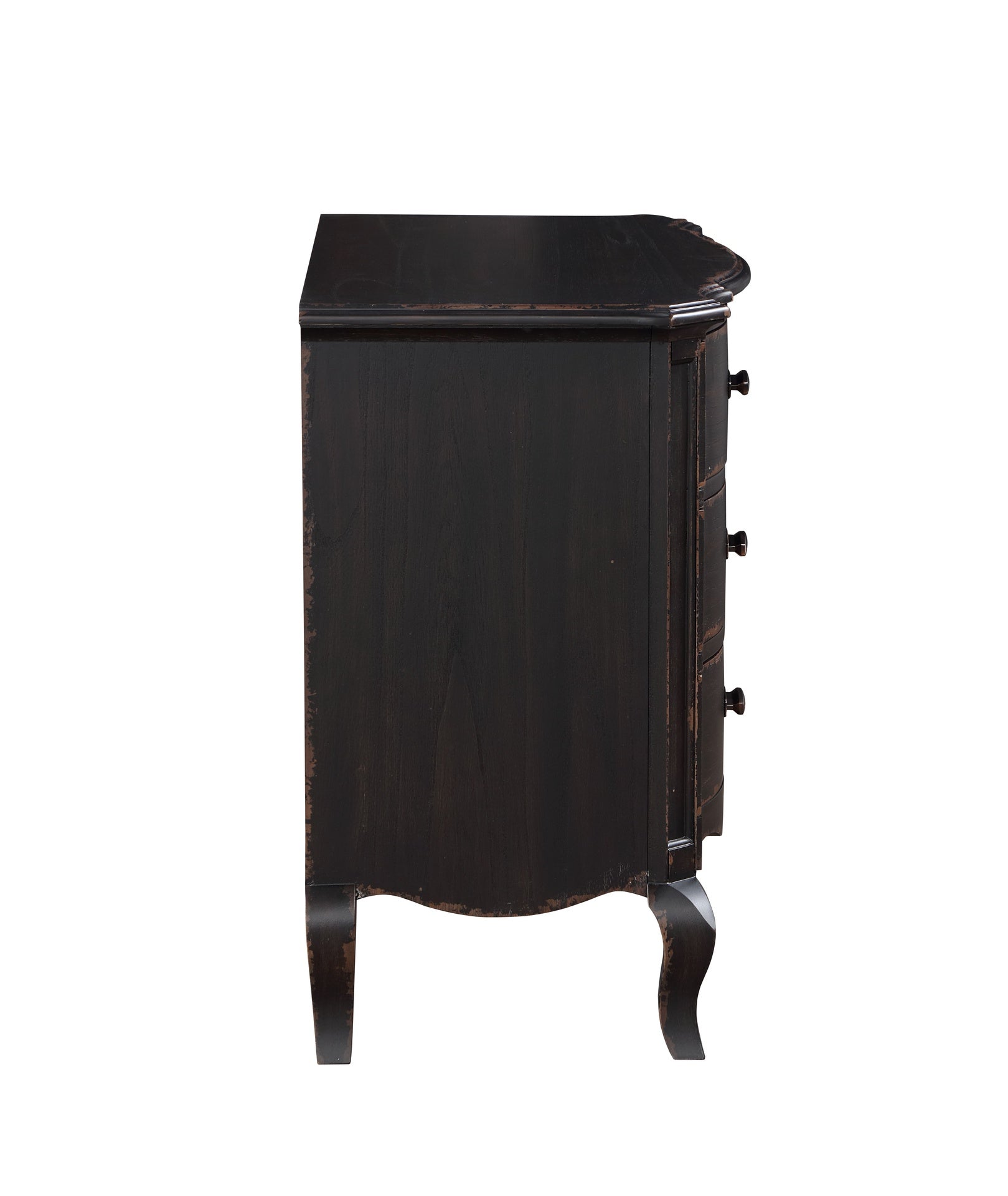 Antique Black 3-Drawer Nightstand