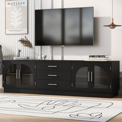 VIBE HAUS 68.9'' Modern Minimalist TV Stand for TVs up to 75 Inches, Entertainment Center Media Console Cabinet with Adjustable Shelves for Living room