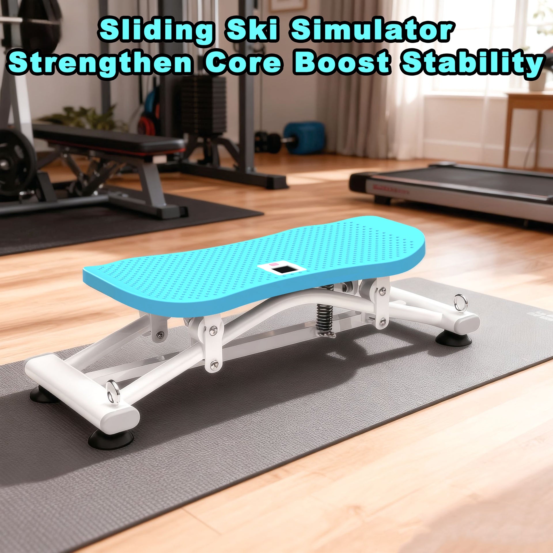 Sliding Ski Simulator with Resistance Bands - Indoor Skiing Fitness Equipment for Home Gym, With Resistance Bands & Non-Slip Base, Full-Body Cardio Training Machine for Core, Leg & Arm Workout