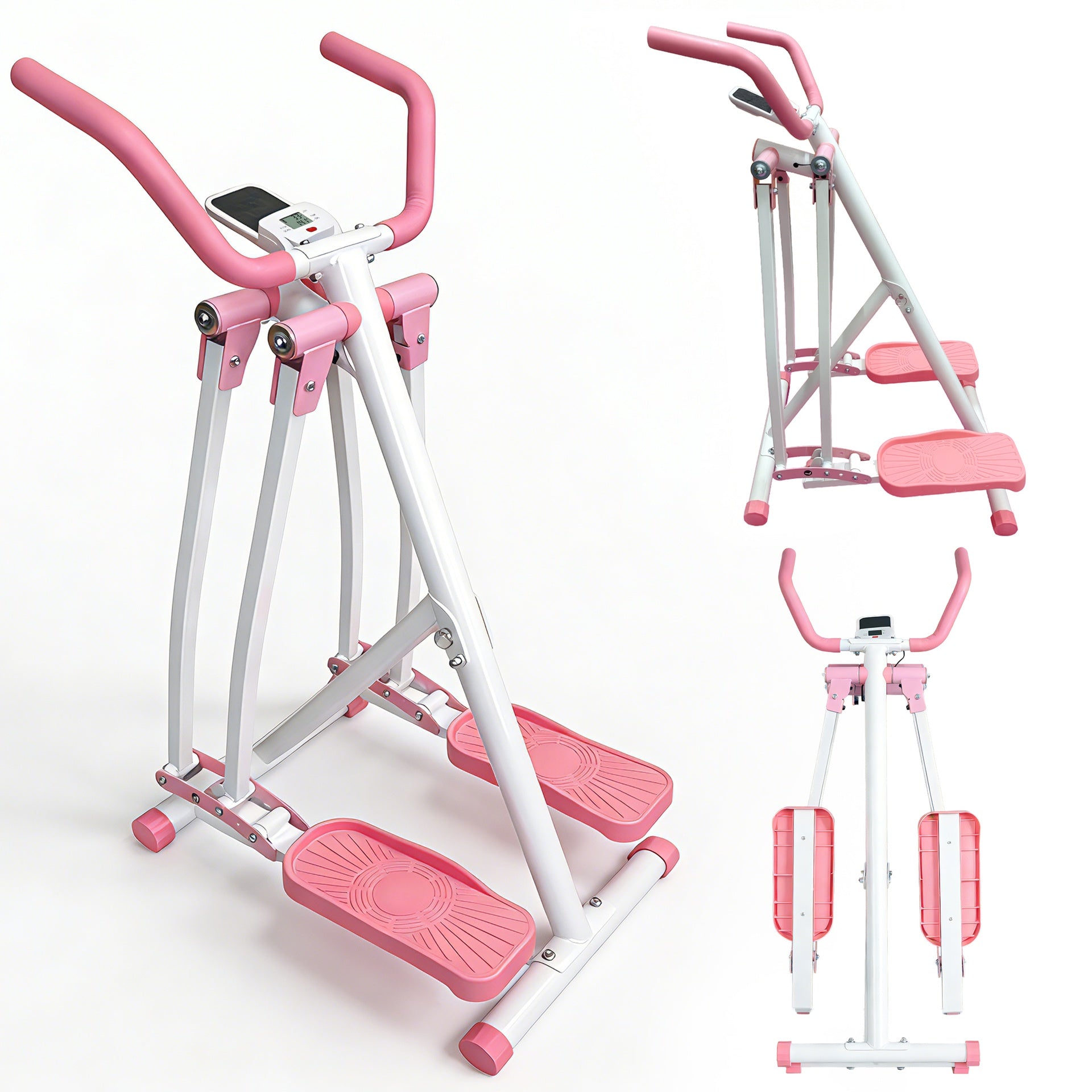 Air Walk Elliptical Machine - Foldable Cardio Cross Trainer Glider for Full-Body Low-Impact Exercise with LCD Display Ideal for Home Gym
