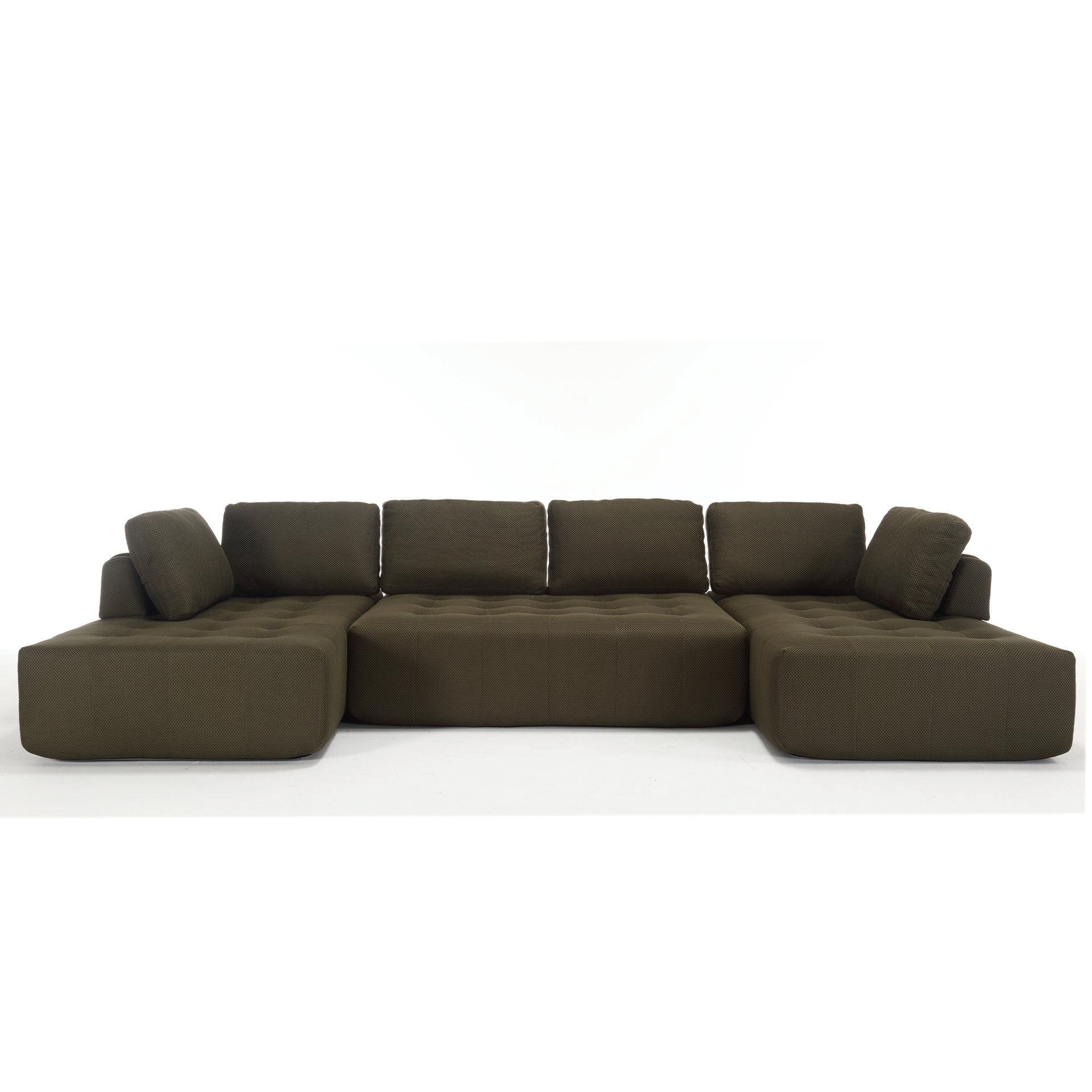 [NEW ARRIVED] [VIDEO PROVIDED]138.5 "Modular Combination Sofa, U-shaped Sofa, Living Room, Apartment, Upholstered ,6-seat Sofa, Free Combination Sofa (Mesh Fabric), Breathable Fabric,Green