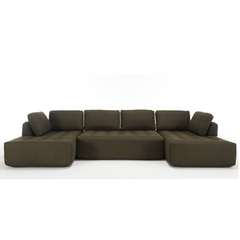 [NEW ARRIVED] [VIDEO PROVIDED]138.5 "Modular Combination Sofa, U-shaped Sofa, Living Room, Apartment, Upholstered ,6-seat Sofa, Free Combination Sofa (Mesh Fabric), Breathable Fabric,Green