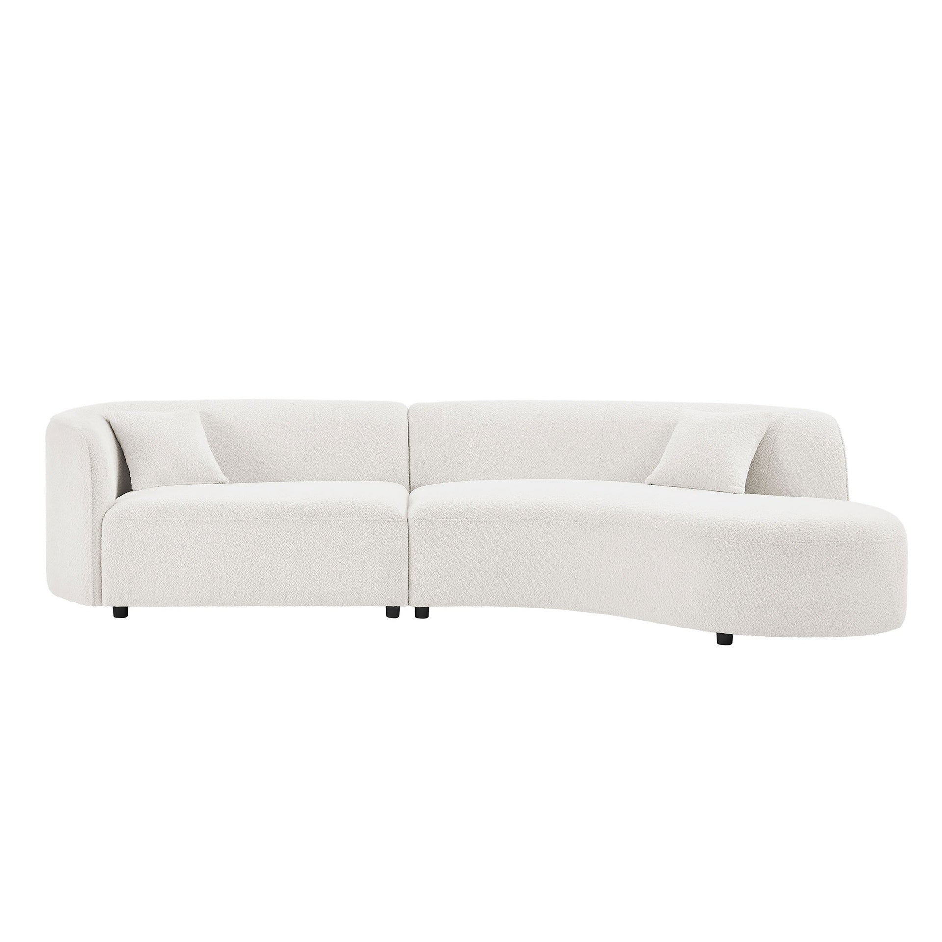 Luxury Modern Style Living Room Upholstery Curved Sofa with Chaise 2-Piece Set, Right Hand Facing Sectional,  Boucle Couch, White (Same Sku:W876S00086)