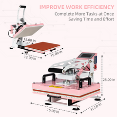 12 x 15" Semi-automatic Heat Press Machine With Auto Open and Slide-out base(Not suitable for sublimation)
