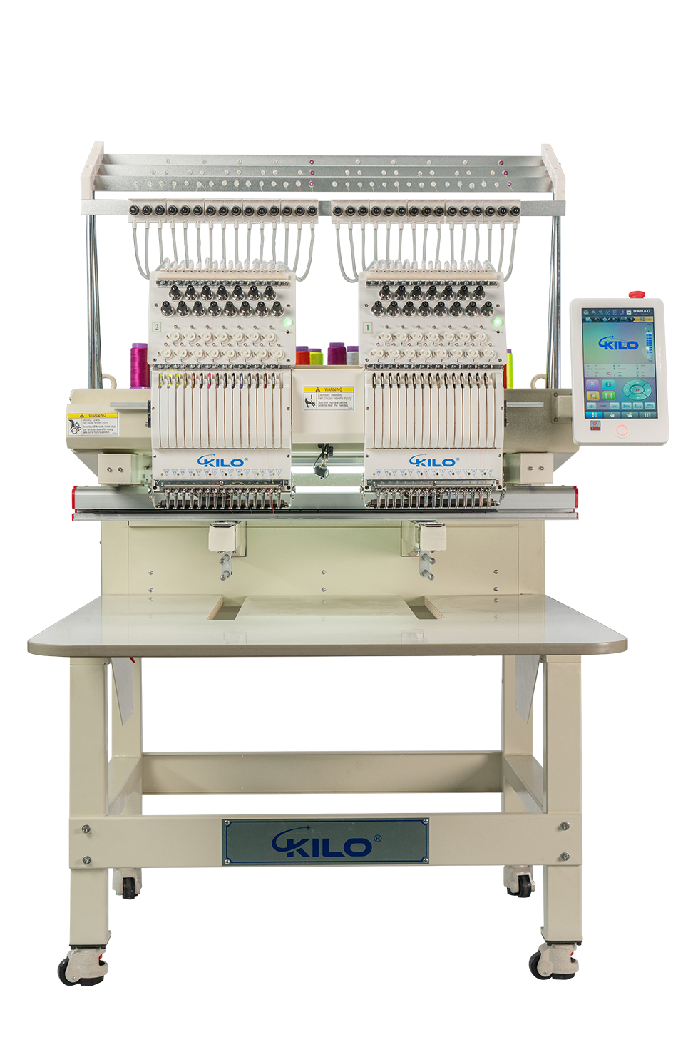 Double Head Computerized Commercial Embroidery Machine, 15 Needles 17.7x15.7 Inches Embroidery Area, Industrial Embroidery Machine for Hat for Cap Hat Graphic Embroidery