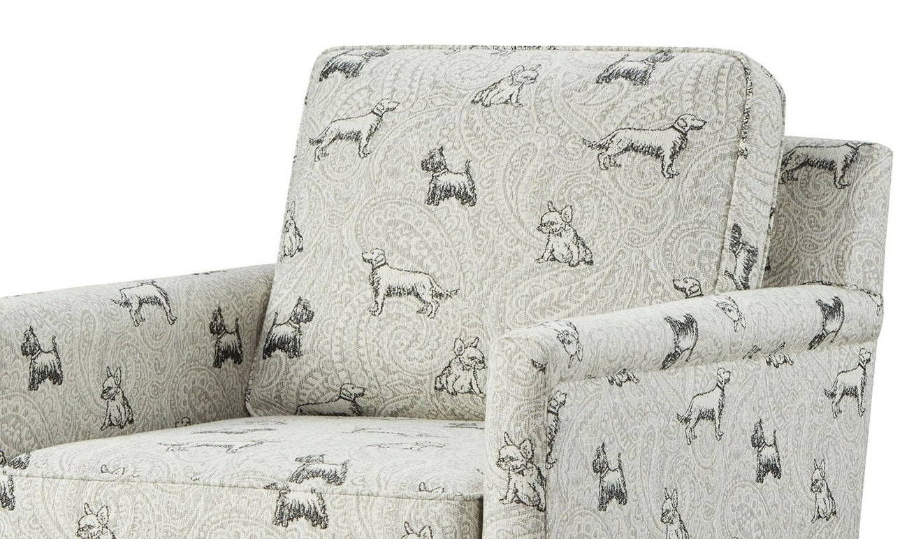 Transitional Style Dog Pattern Chair Welt Trim Large Pillow Back Multi Finish Primary Living