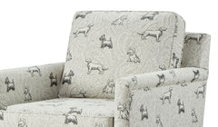 Transitional Style Dog Pattern Chair Welt Trim Large Pillow Back Multi Finish Primary Living