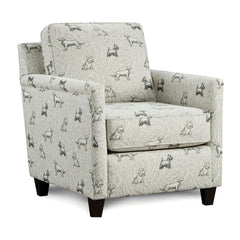 Transitional Style Dog Pattern Chair Welt Trim Large Pillow Back Multi Finish Primary Living