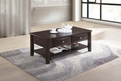 Classic Modern Look Wooden 1pc Coffee Table Living Room Furniture Table Veneer Top Drawers And Shelf Storage Espresso / Antique Black Finish