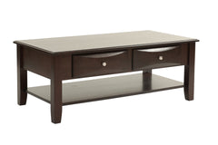 Classic Modern Look Wooden 1pc Coffee Table Living Room Furniture Table Veneer Top Drawers And Shelf Storage Espresso / Antique Black Finish