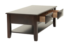 Classic Modern Look Wooden 1pc Coffee Table Living Room Furniture Table Veneer Top Drawers And Shelf Storage Espresso / Antique Black Finish