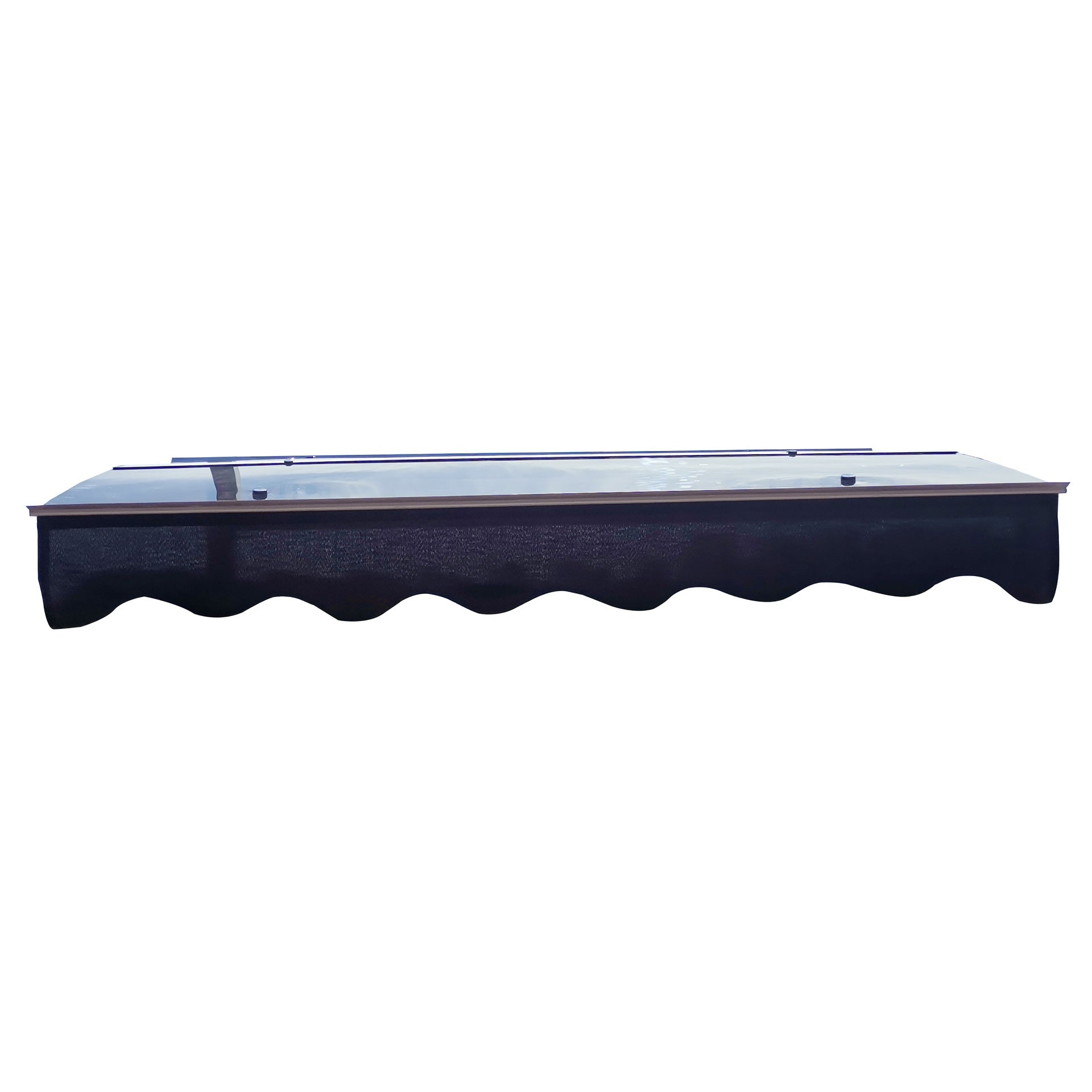 DA5934W Series Door Window Awning Canopy Made of  0.137 Inch Thick Crystal Solid Polycarbonate Sheet and Aluminum Alloy with Valance in size of 59" Wide x 34" Deep for Wooden Wall House