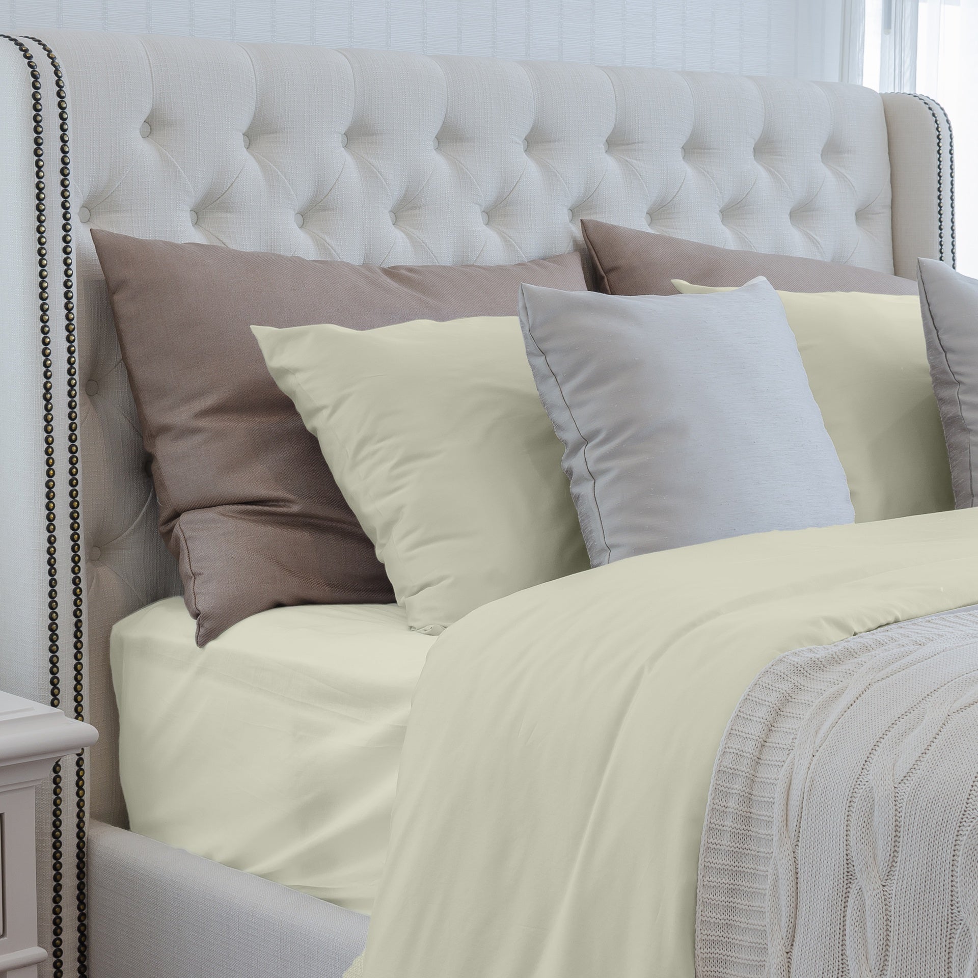 Luxurious Viscose from 100% Bamboo 2-Piece Pillowcase Set , Oeko-TEX Certified, King - Crème