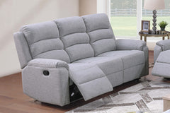 Modern 2pc Living Room Set 1x Sofa 1x Recliner Vertical Tufting Cushion Backrest Padded Armrest And Backrest Sincere Bone Finish Primary Living Room Furniture