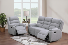 Modern 2pc Living Room Set 1x Sofa 1x Recliner Vertical Tufting Cushion Backrest Padded Armrest And Backrest Sincere Bone Finish Primary Living Room Furniture